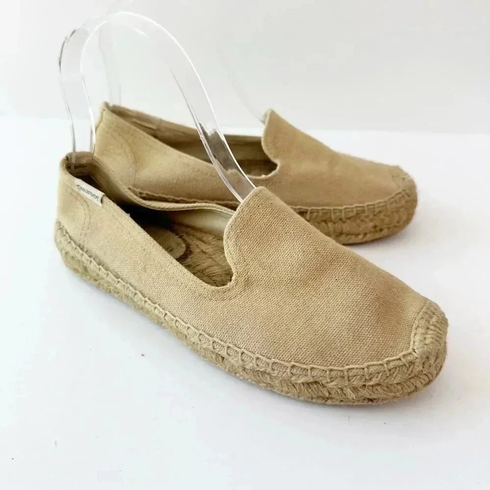 SOLUDOS Size 6 Tan Canvas Espadrille‎ Flats Casual Summer